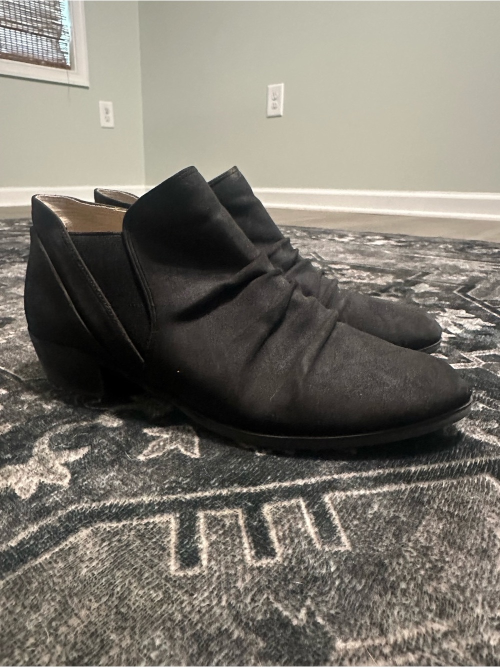 Women's Black Low Heel Ankle Shoes